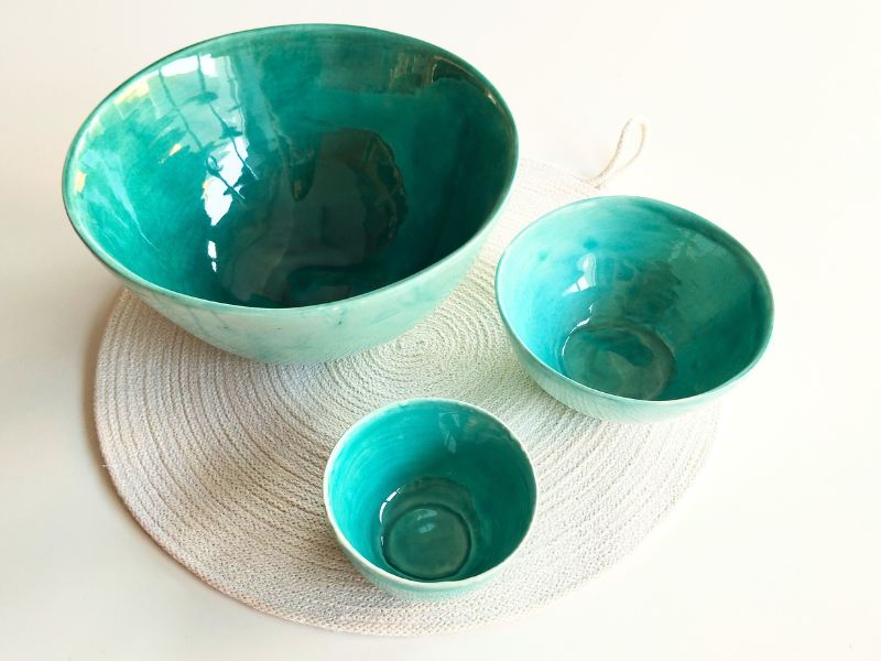 Set ciotole dimensioni miste azzurro acquamarina