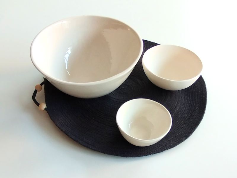 Set ciotole dimensioni miste bianco latte
