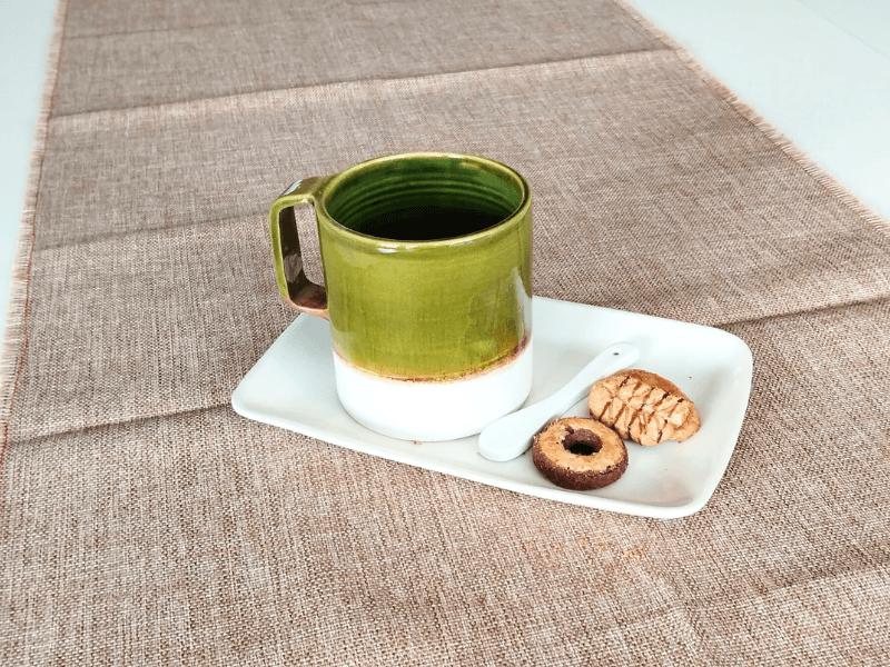Tazza grande con manico verde sottobosco