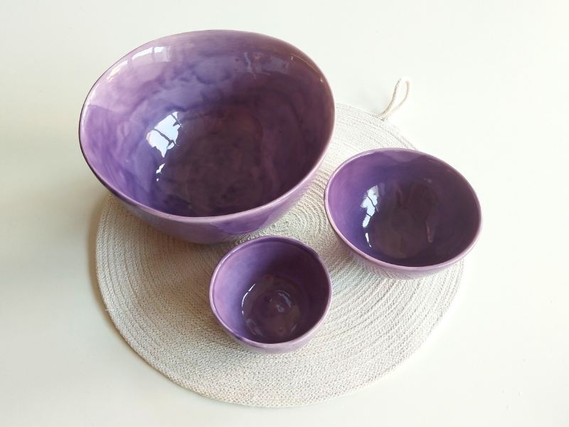 Set ciotole dimensioni miste viola violetta